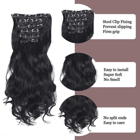Multi Color Clip-in Body Wave Hair Extensions 45.72cm