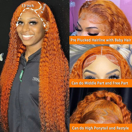 Wiggogo Orange Ginger Lace Front Wig Human Hair