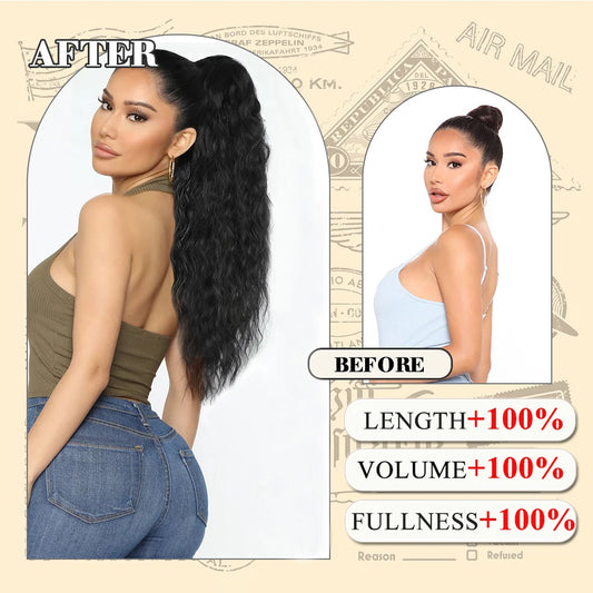 Long Curly Drawstring Ponytail Synthetic Ponytails